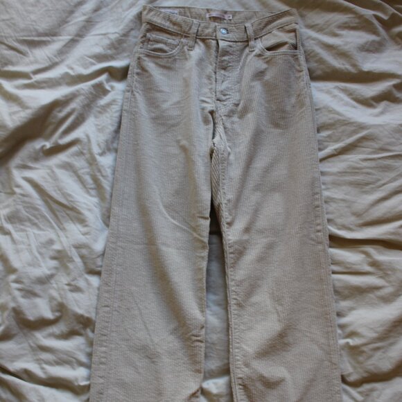 Levis Ribcage Straight Ankle Cream Corduroy Pants - Picture 1 of 3